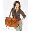Torba skórzana shopper XL na ramię z dwoma kieszeniami MARCO MAZZINI brąz camel