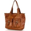 Torba skórzana shopper XL na ramię z dwoma kieszeniami MARCO MAZZINI brąz camel