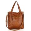 Torebka damska shopper A4 skóra naturalna - MARCO MAZZINI brąz camel