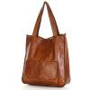 MARCO MAZZINI Camel kožená shopper kabelka A4