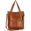 Torebka damska shopper A4 skóra naturalna - MARCO MAZZINI brąz camel