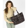 Torba skórzana shopper XL na ramię z dwoma kieszeniami MARCO MAZZINI ciemny brąz