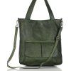 MARCO MAZZINI Zelená kožená shopper kabelka A4