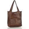 Torebka damska shopper A4 skóra naturalna - MARCO MAZZINI czekoladowy brąz