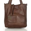 Torebka damska shopper A4 skóra naturalna - MARCO MAZZINI czekoladowy brąz