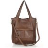 Torebka damska shopper A4 skóra naturalna - MARCO MAZZINI czekoladowy brąz