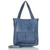 Torebka damska shopper A4 skóra naturalna - MARCO MAZZINI jeansowa niebieska