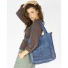 Torebka damska shopper A4 skóra naturalna - MARCO MAZZINI jeansowa niebieska