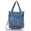 Torebka damska shopper A4 skóra naturalna - MARCO MAZZINI jeansowa niebieska