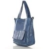 Torebka damska shopper A4 skóra naturalna - MARCO MAZZINI jeansowa niebieska