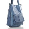 Torebka damska shopper A4 skóra naturalna - MARCO MAZZINI jeansowa niebieska