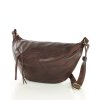 Duża nerka skórzana torebka przez ramię półksiężyc - MARCO MAZZINI ciemny brąz