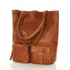 Duża torba shopper z przegródkami skóra naturalna - MARCO MAZZINI brąz camel