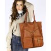 Duża torba shopper z przegródkami skóra naturalna - MARCO MAZZINI brąz camel
