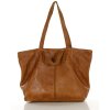 Duża torba shopper skórzana podwójne rączki - MARCO MAZZINI brąz camel