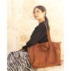 MARCO MAZZINI Camel veľká kožená shopper kabelka
