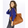 Duża torba shopper skórzana podwójne rączki - MARCO MAZZINI brąz camel