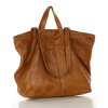 Duża torba shopper skórzana podwójne rączki - MARCO MAZZINI brąz camel