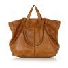 MARCO MAZZINI Camel veľká kožená shopper kabelka