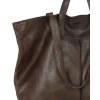 Duża torba shopper skórzana podwójne rączki - MARCO MAZZINI ciemny brąz