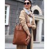 Elegancki plecak damski duży torba skórzana premium MARCO MAZZINI kamelowy