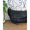 Duża torebka nerka półksiężyc skóra pleciona - MARCO MAZZINI czarna