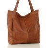 MARCO MAZZINI Camel mäkká kožená shopper taška