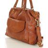 MARCO MAZZINI Camel kožená shopper kabelka A4