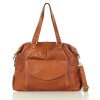 Shopper bag torebka skórzana A4 do pracy - MARCO MAZZINI brąz camel