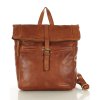 Kultowy plecak damski brązowy skórzany na laptopa - MARCO MAZZINI brąz camel