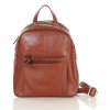 Mały plecak damski skórzany z kieszonkami - MARCO MAZZINI brąz whisky