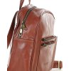 Mały plecak damski skórzany z kieszonkami - MARCO MAZZINI brąz whisky