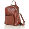 Mały plecak damski skórzany z kieszonkami - MARCO MAZZINI brąz whisky