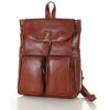 Damski plecak miejski skórzany A4 retro style - MARCO MAZZINI brąz whisky