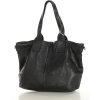 Czarna torebka skórzana na ramię shopper na długich rączkach - MARCO MAZZINI