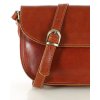 Skórzana torebka saddle bag półksiężyc sztywna skóra - MARCO MAZZINI brąz camel