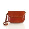 Skórzana torebka saddle bag półksiężyc sztywna skóra - MARCO MAZZINI brąz camel