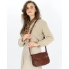 Skórzana torebka saddle bag półksiężyc sztywna skóra - MARCO MAZZINI brązowa
