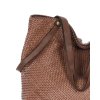 Duża torebka pleciona shopperka ze skóry - MARCO MAZZINI brązowa