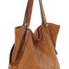 MARCO MAZZINI Camel dámska shopper kabelka z tkanej kože