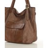 Duża torebka pleciona na ramię shopperka skórzana - MARCO MAZZINI brąz