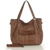 Duża torebka pleciona na ramię shopperka skórzana - MARCO MAZZINI brąz
