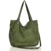 Duża torebka pleciona na ramię shopperka skórzana - MARCO MAZZINI zielona