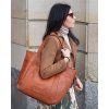 MARCO MAZZINI Camel Veľká kožená shopper taška s vreckom