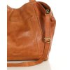 Duża skórzana torebka shopper z kieszenią - MARCO MAZZINI brąz kamelowy