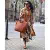 MARCO MAZZINI Camel Veľká kožená shopper taška s vreckom