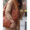 MARCO MAZZINI Camel Veľká kožená shopper taška s vreckom