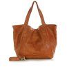 MARCO MAZZINI Camel Veľká kožená shopper taška s vreckom