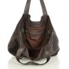Duża skórzana torebka shopper z kieszenią - MARCO MAZZINI czekoladowy brąz