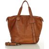 Duża torba shopper A4 z miękkiej włoskiej skóry Marco Mazzini camel
